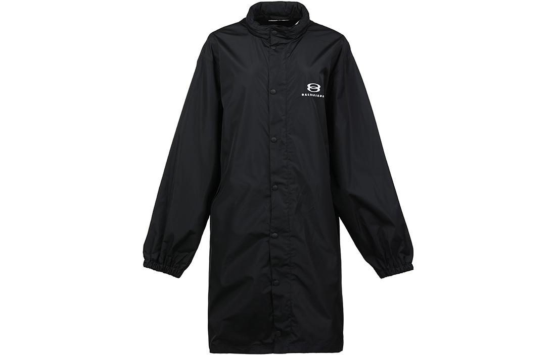 Balenciaga Black Logo Print Long Sleeve Mid-Length Jacket 681449TLO061000