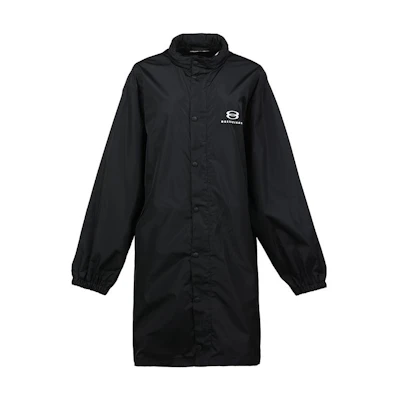 Balenciaga Black Logo Print Long Sleeve Mid-Length Jacket 681449TLO061000