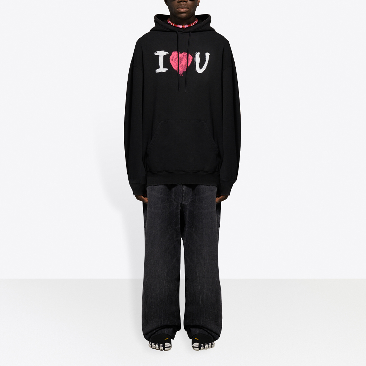 Shop 巴黎世家黑色印花标志长袖卫衣标准版型 570811TJVL61070