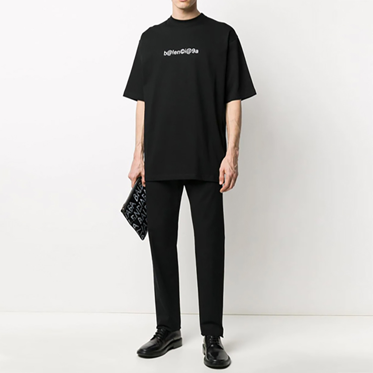 Balenciaga Black Logo Print Unisex Oversized T-Shirt 620941TIV501070 圖 4