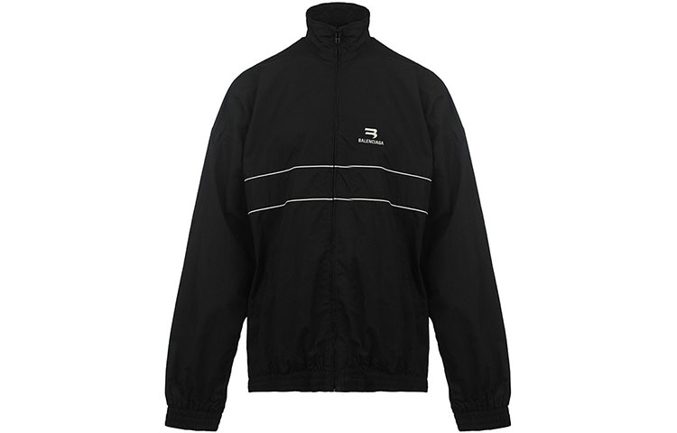 Balenciaga Black Logo Zip Jacket SS22  Regular Fit Casual Style. 681882TYB181000