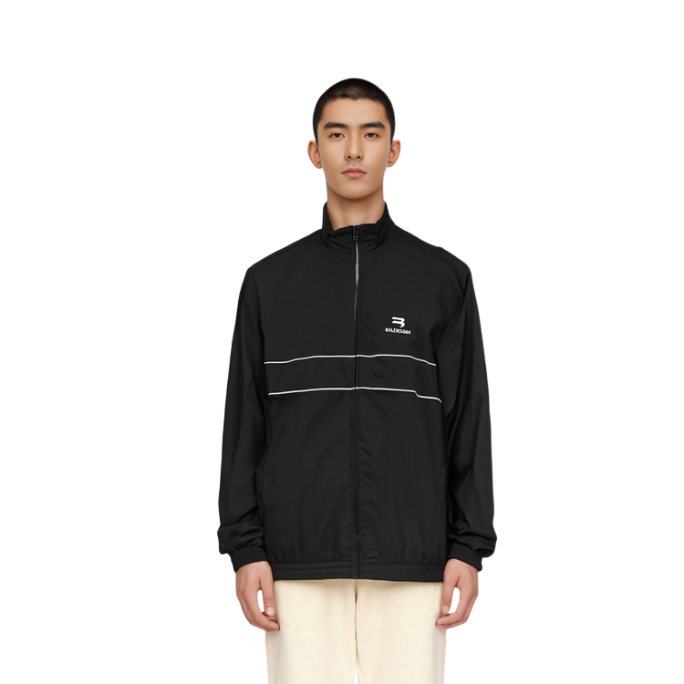 Purchase Balenciaga Jaket Hitam Logo Zip SS22 Regular Fit Gaya Kasual. 681882TYB181000