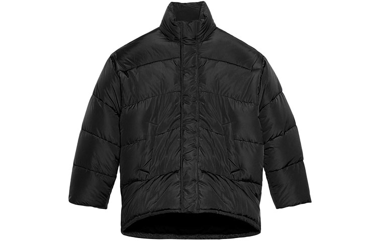 Balenciaga Black Long-Sleeve Cotton Jacket with Logo Print. 621982TYD331000