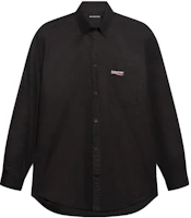 Balenciaga Black Long-Sleeve Shirt with Logo Print Collar 621960TYB181000 Balenciaga Black Long-Sleeve Shirt with Logo Print Collar 621960TYB181000