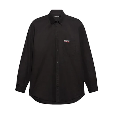 Balenciaga Black Long-Sleeve Shirt with Logo Print Collar 621960TYB181000