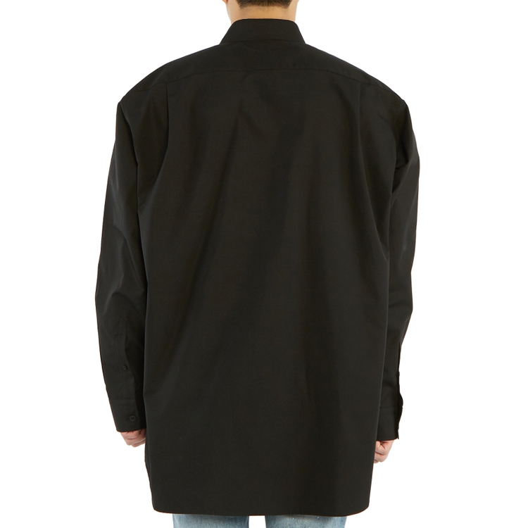 Balenciaga Black Long-Sleeve Shirt with Logo Print Collar 621960TYB181000 圖 4