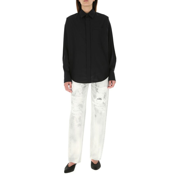 Balenciaga Black Long Sleeve Poplin Shirt. 642301TEM211000 圖 4