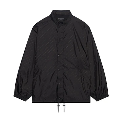 Balenciaga Black Monogram Logo Waterproof Zip Jacket 681452TKO401000