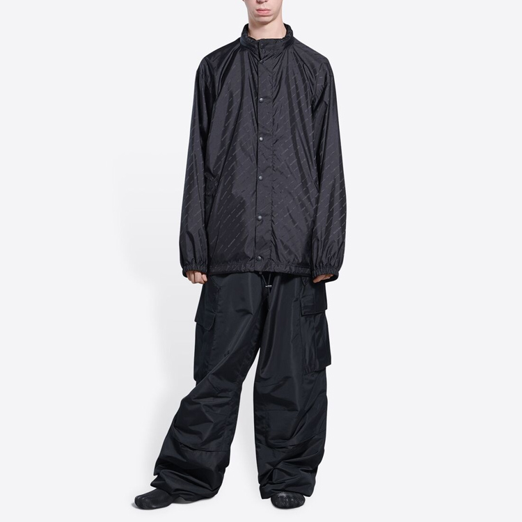 Balenciaga Black Monogram Logo Waterproof Zip Jacket 681452TKO401000 圖 4