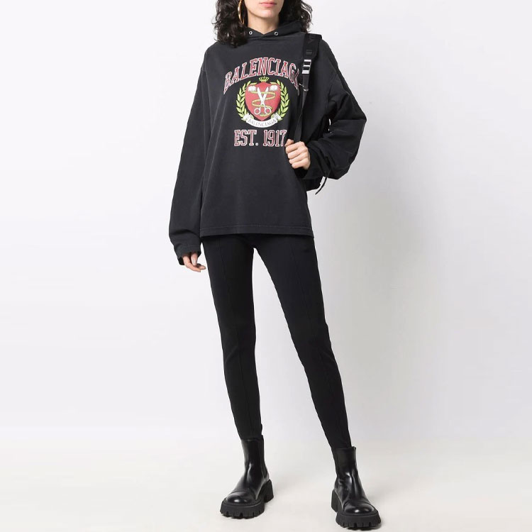 Balenciaga Black Oversized Hoodie with Logo Lettering and Number Print. 674685TLV891076 圖 4