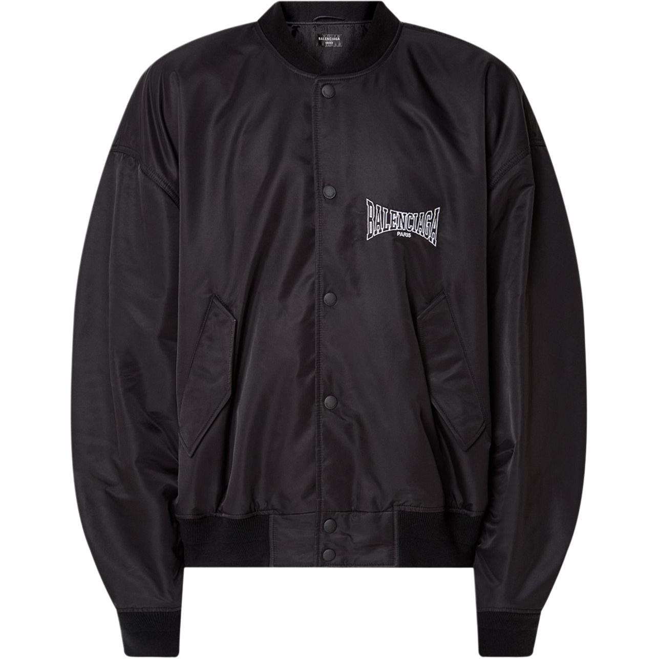 Balenciaga Black Oversized Letter Embroidery Long Sleeve Jacket Unisex 809169TRO511000