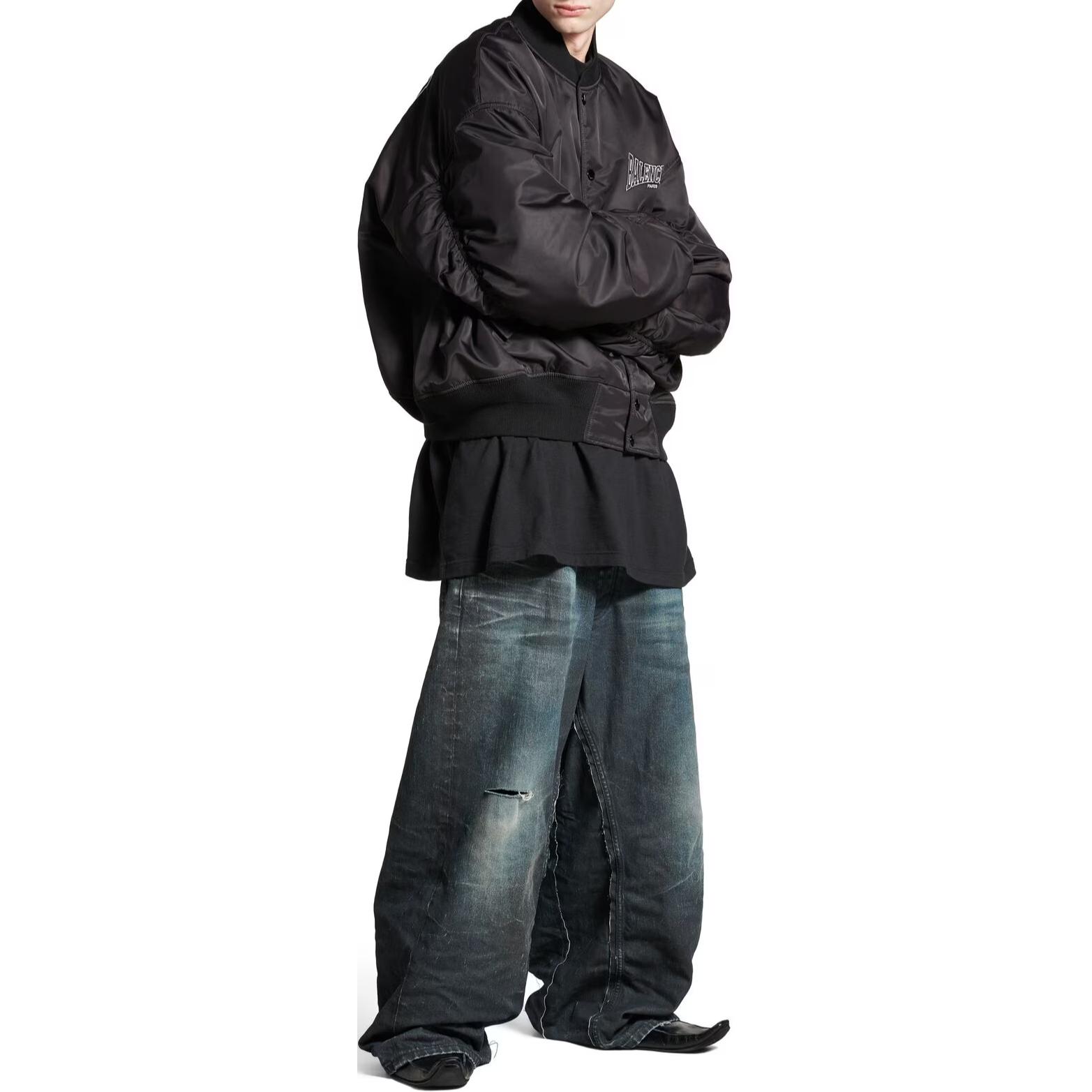 Balenciaga Black Oversized Letter Embroidery Long Sleeve Jacket Unisex 809169TRO511000 圖 7