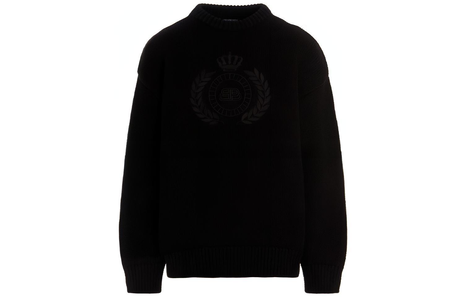 Balenciaga Black Oversized Unisex Pullover Hoodie with Logo Design. 664369T32111000