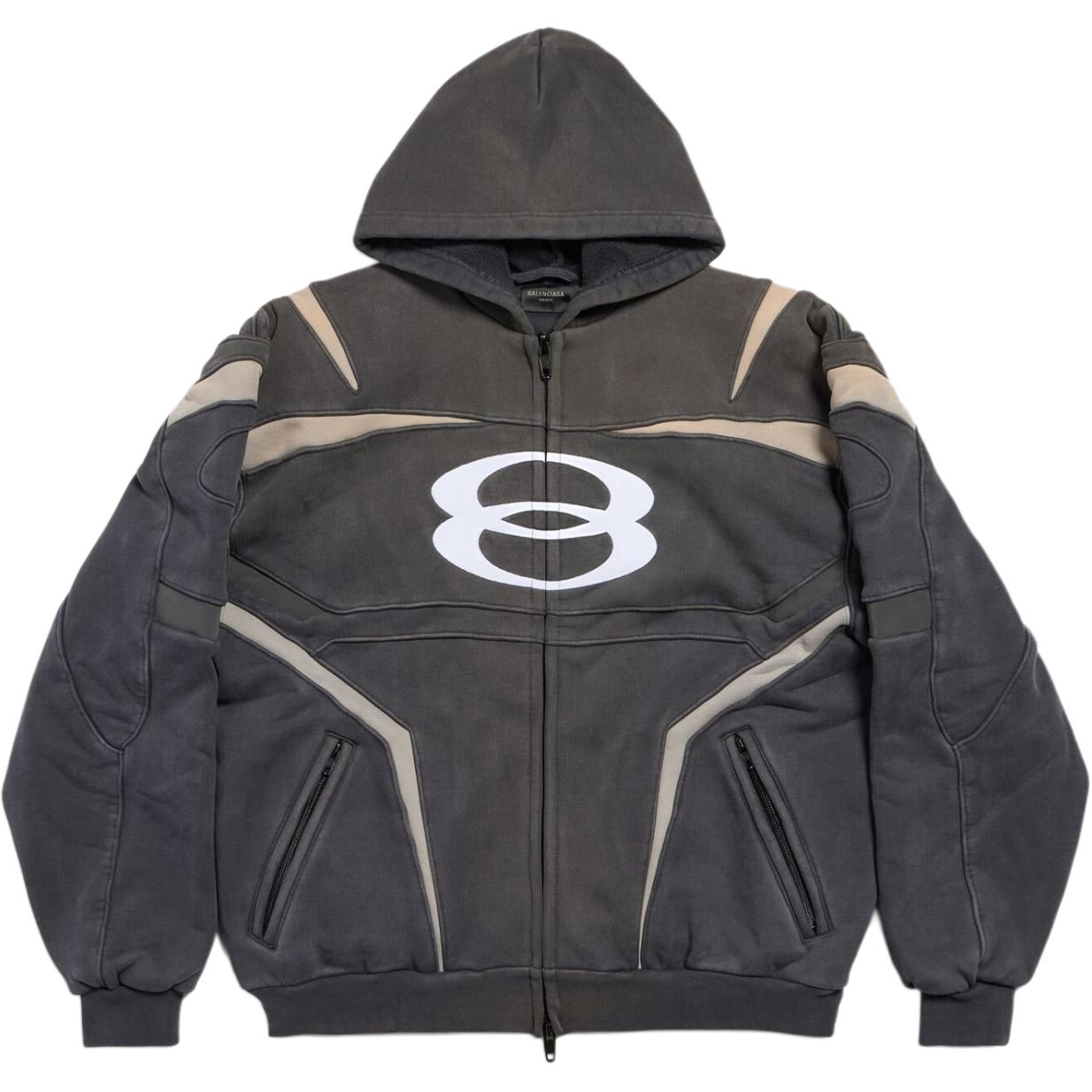 Balenciaga Black Oversized Zip-Up Hoodie Unisex Regular Fit 790359TQVM21070