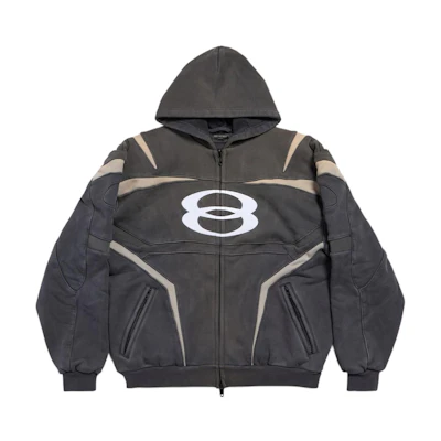 Balenciaga Black Oversized Zip-Up Hoodie Unisex Regular Fit 790359TQVM21070