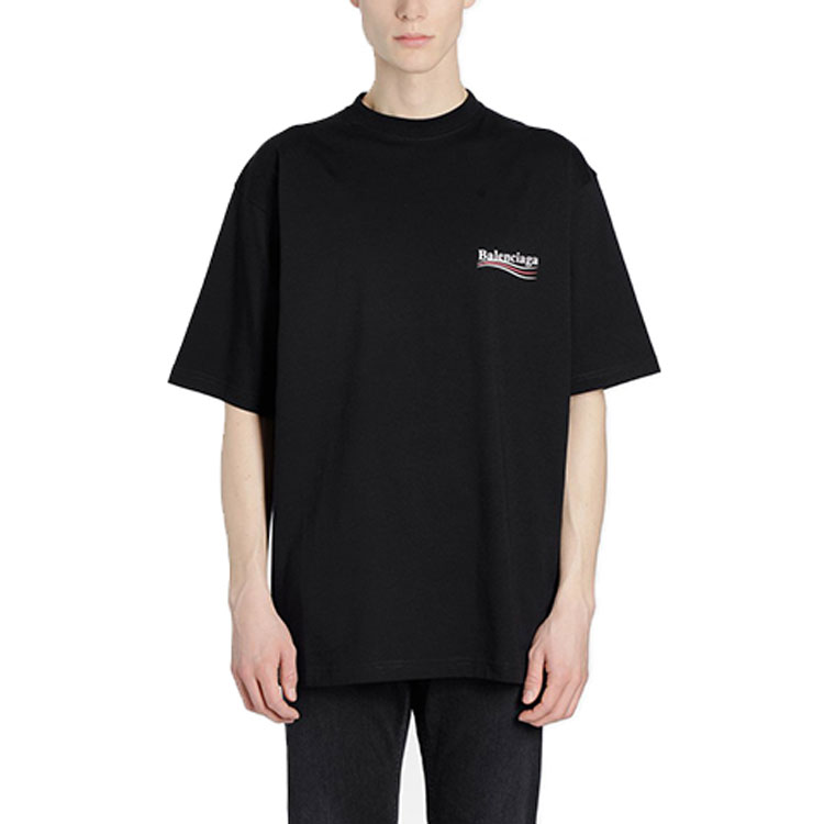 Shop Balenciaga Baju Tee Hitam Political Campaign Coke Print Oversized 620969TIV521070