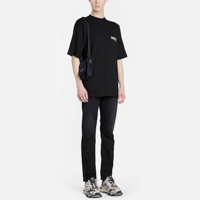Balenciaga Baju Tee Hitam Political Campaign Coke Print Oversized 620969TIV521070 Details for Balenciaga Baju Tee Hitam Political Campaign Coke Print Oversized 620969TIV521070