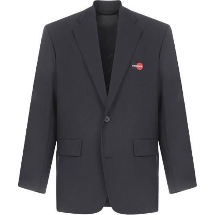 Balenciaga Black Printed Oversized Blazer Jacket Long Sleeve Casual Wear 621997TXI171000