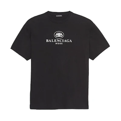 Balenciaga Black Short Sleeve T-Shirt with Letter Logo Print. 570803TFV761000