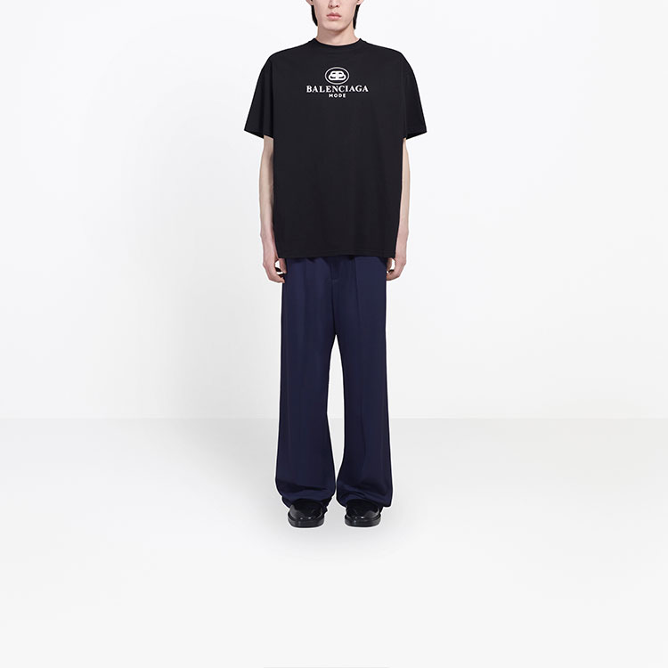 Lookbook 巴黎世家黑色短袖字母Logo印花T恤 570803TFV761000