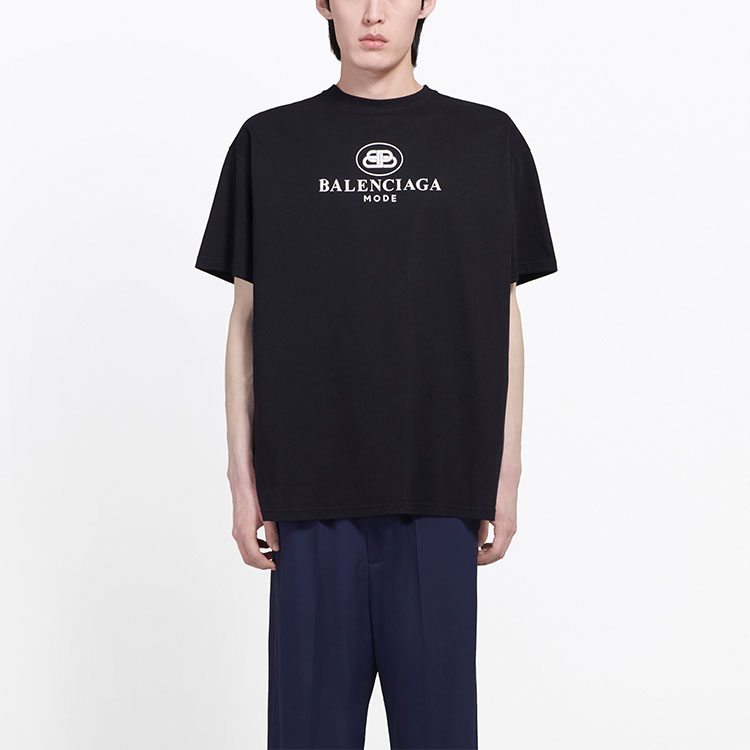 Shop 巴黎世家黑色短袖字母Logo印花T恤 570803TFV761000