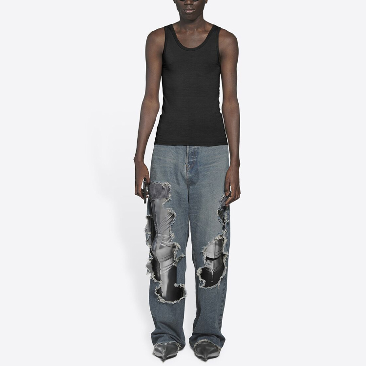 Shop 巴黎世家黑色修身无袖休闲中长款背心 6573954A8B81000