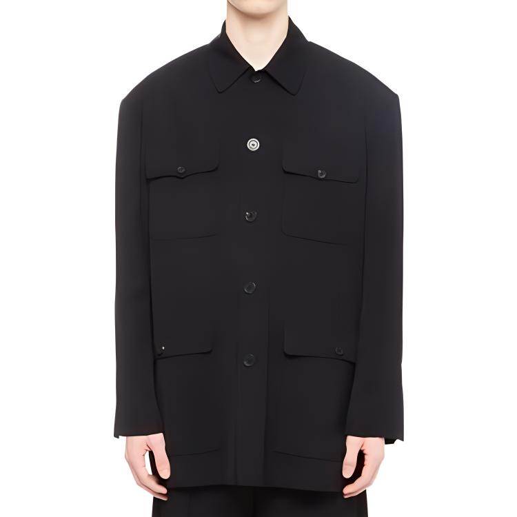Balenciaga Black Slim Fit Jacket with Multiple Pockets 680945TJO251000