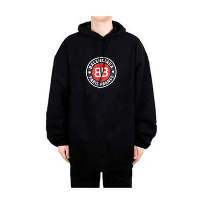 Balenciaga Black Slogan Print Oversized Hoodie. 641679TJV771000