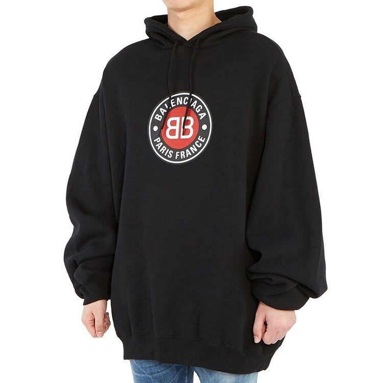 Details for 巴黎世家黑色标语印花宽松连帽衫。 641679TJV771000