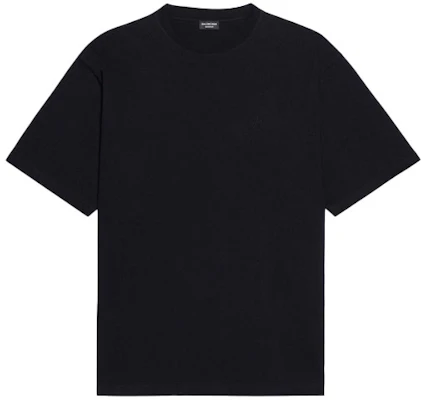 バレンシアガ ブラック 無地 クルーネック カジュアル Tシャツ バレンシアガ ブラック 無地 クルーネック カジュアル Tシャツ