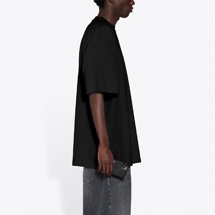 Balenciaga Black Solid Color Crew Neck Casual T-Shirt. 651795TKVA91069 圖 5