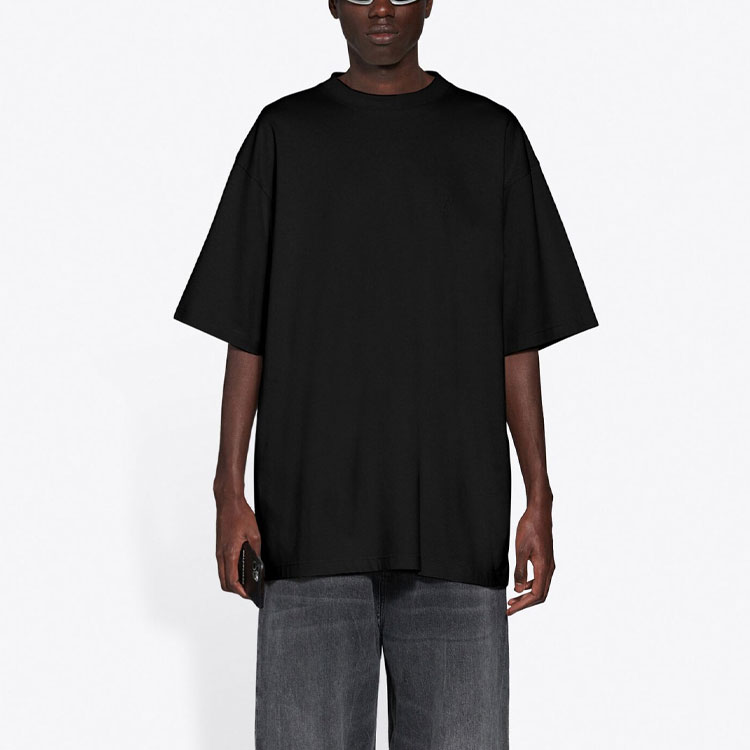 Balenciaga Black Solid Color Crew Neck Casual T-Shirt. 651795TKVA91069 圖 6