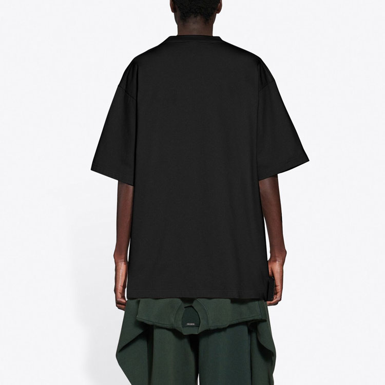 Balenciaga Black Solid Color Crew Neck Casual T-Shirt. 651795TKVA91069 圖 7