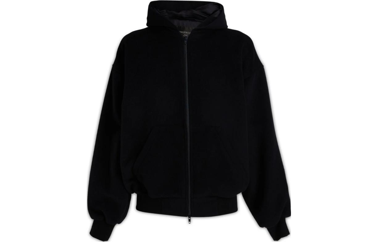 Balenciaga Black Solid Color Drawstring Hoodie Jacket Regular Fit 750965TFU044100