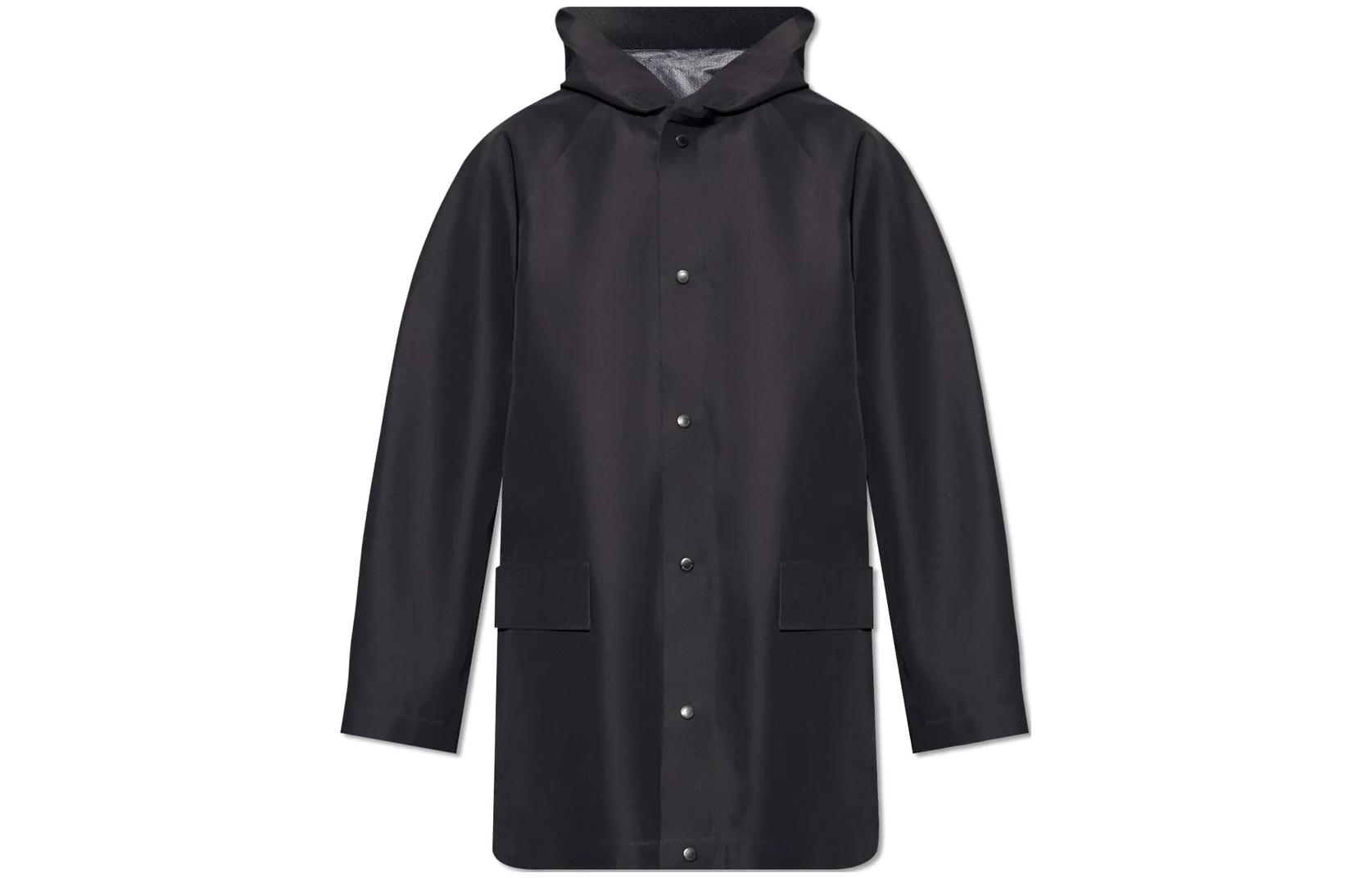Balenciaga Black Solid Color Mid-Length Hoodie Jacket with Button Closure 773087TPO261000