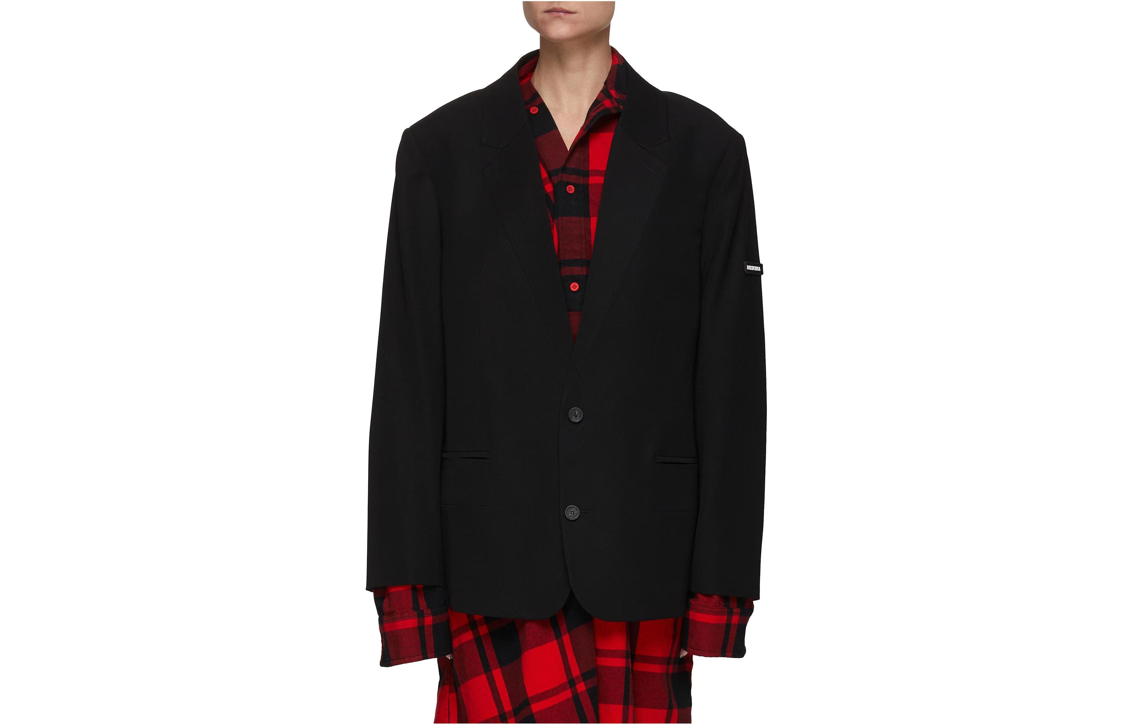 Balenciaga Black Solid Color Oversized Suit Jacket Blazer. 674430TJO251000