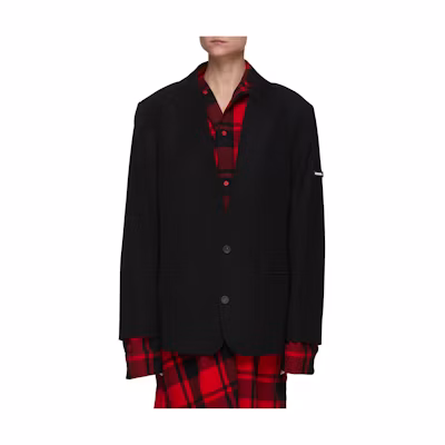 Balenciaga Black Solid Color Oversized Suit Jacket Blazer. 674430TJO251000