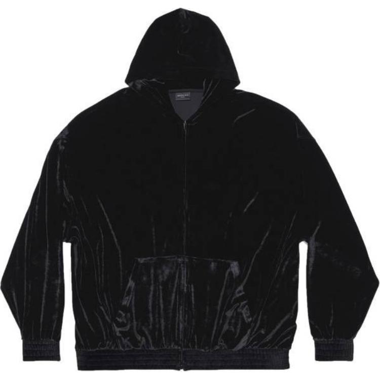 Balenciaga Black Solid Color Zip-Up Hoodie 751014-T0V03-1000