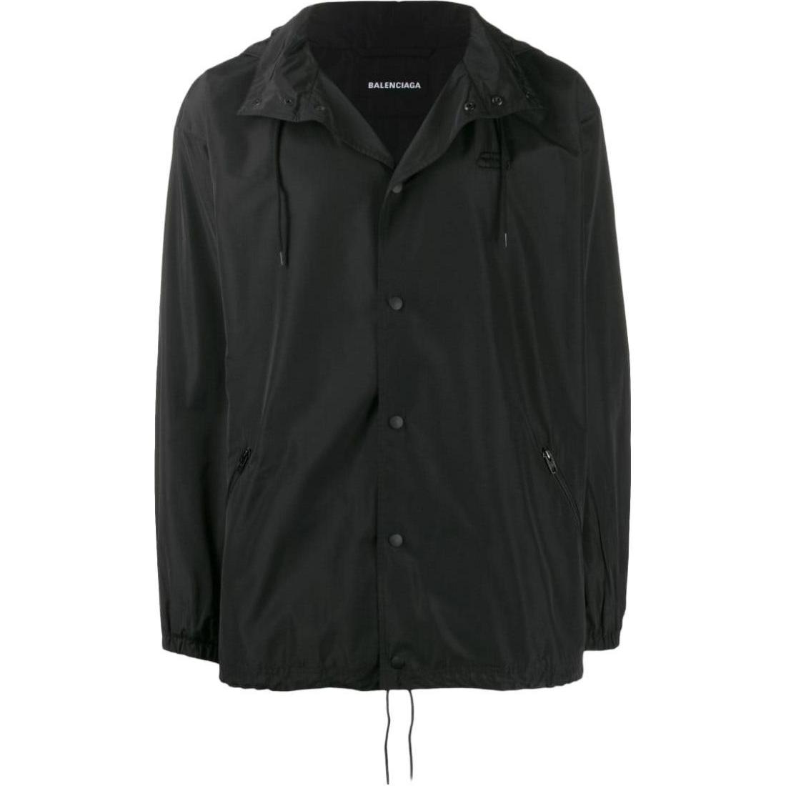 Balenciaga Black Solid Logo Print Hooded Long Sleeve Jacket 584023TYD361000