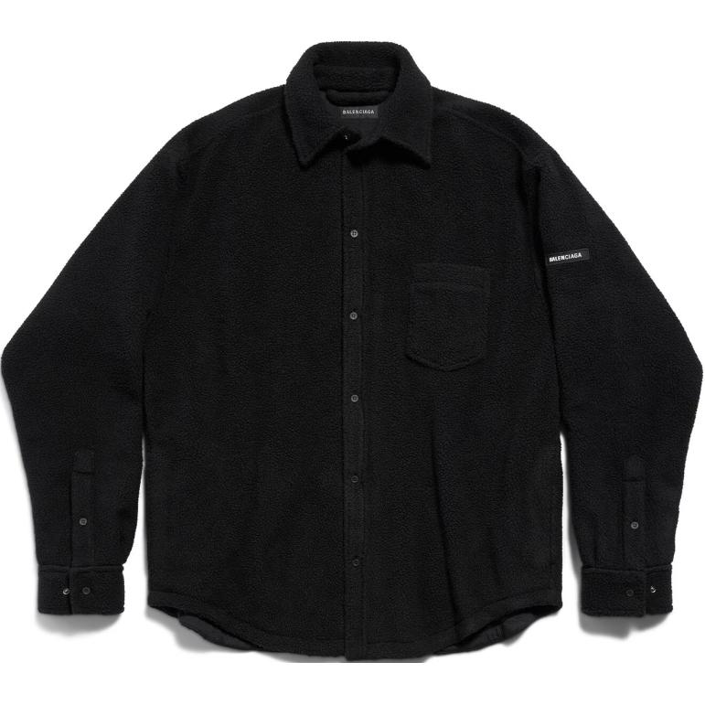 Balenciaga Black Solid Loose Fit Collared Long Sleeve Jacket 805234TQQ021000