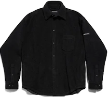 Balenciaga Black Solid Loose Fit Collared Long Sleeve Jacket 805234TQQ021000 Balenciaga Black Solid Loose Fit Collared Long Sleeve Jacket 805234TQQ021000