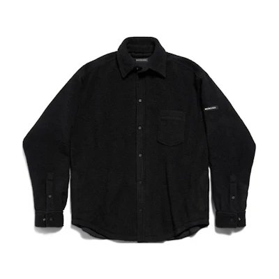 Balenciaga Black Solid Loose Fit Collared Long Sleeve Jacket 805234TQQ021000