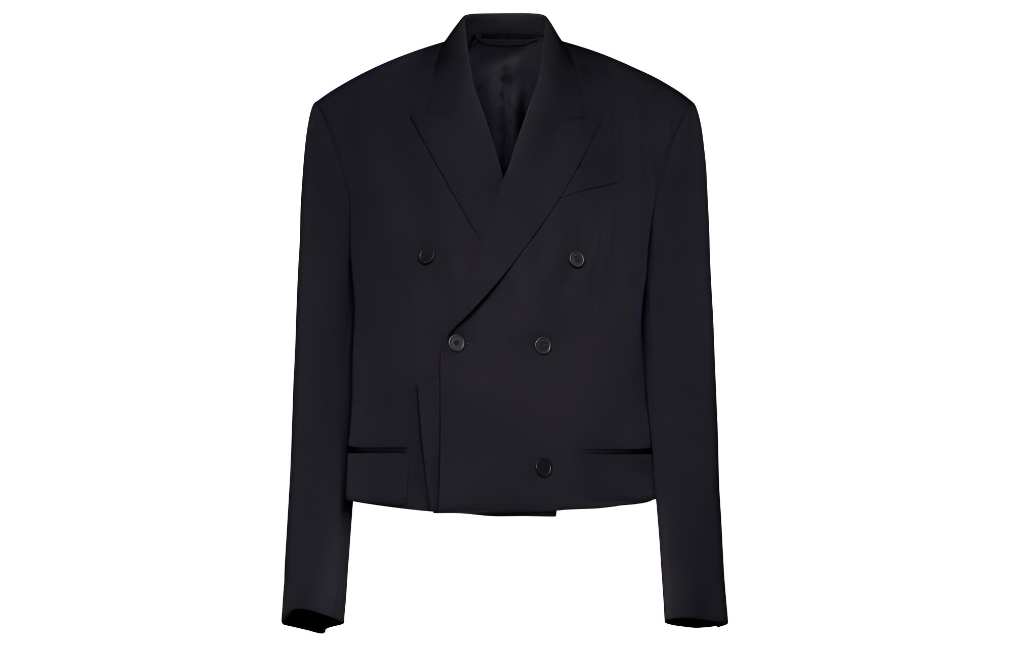 Balenciaga Black Solid V-Neck Slim Fit Short Jacket 751751TNT391000