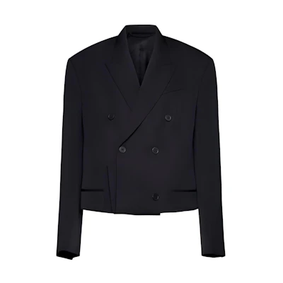 Balenciaga Black Solid V-Neck Slim Fit Short Jacket 751751TNT391000