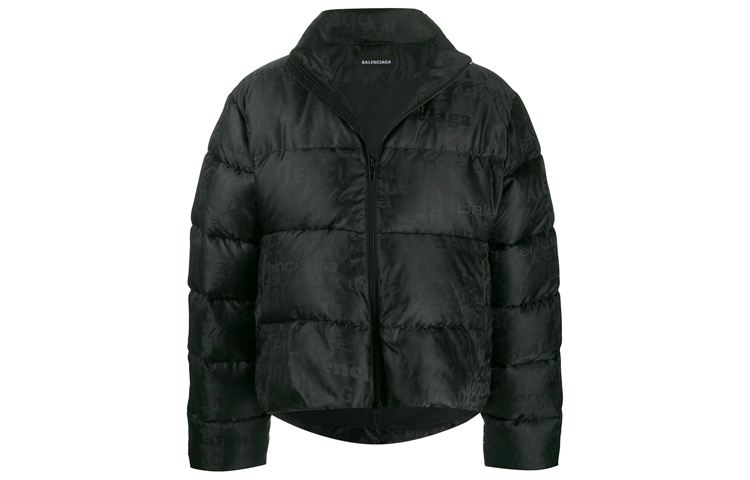 Balenciaga Black Solid Zip-Up Puffer Jacket Unisex Long Sleeve 582998TFO061000