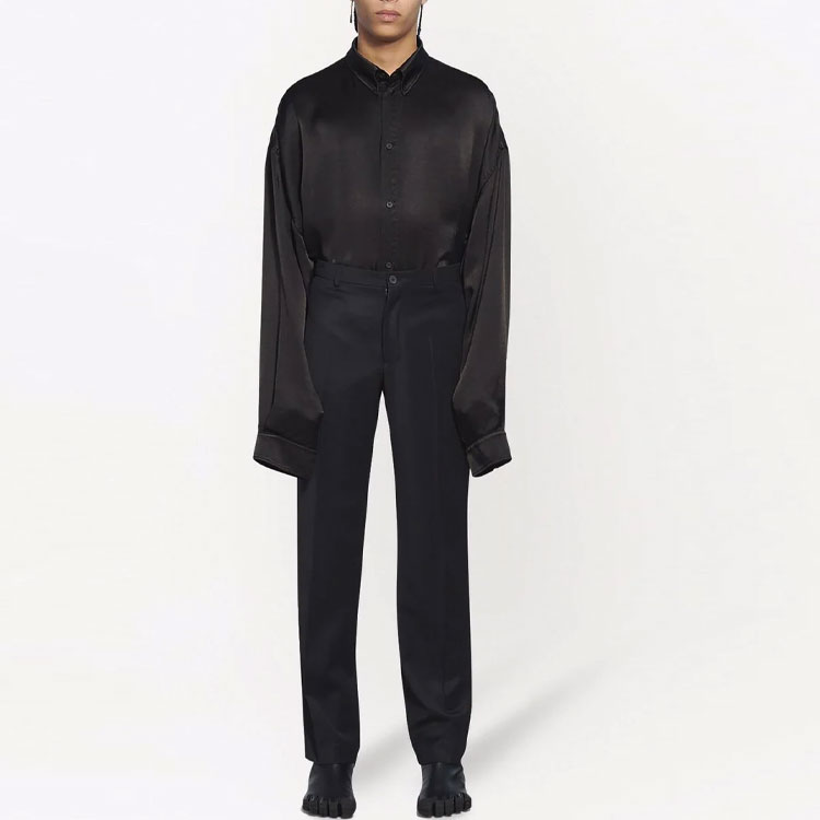 Lookbook 발렌시아가 블랙 레터 프린트 캐주얼 스트레이트 팬츠. 675406TJT351000