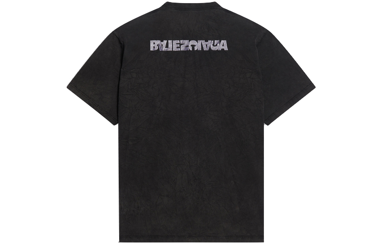 Balenciaga Black T-Shirt with Solid Color Logo Print. 675016TLVB39034