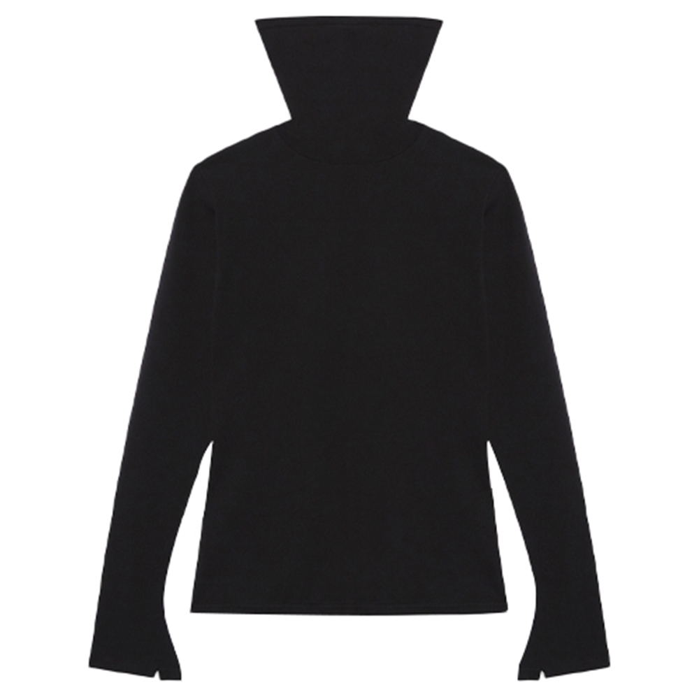 Balenciaga Black Turtleneck Mask Integrated Knit Sweater. 657399T51591000