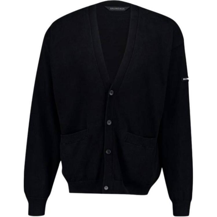 Balenciaga Black V-Neck Single-Breasted Jacket Regular Fit Long Sleeve 788596T33151000