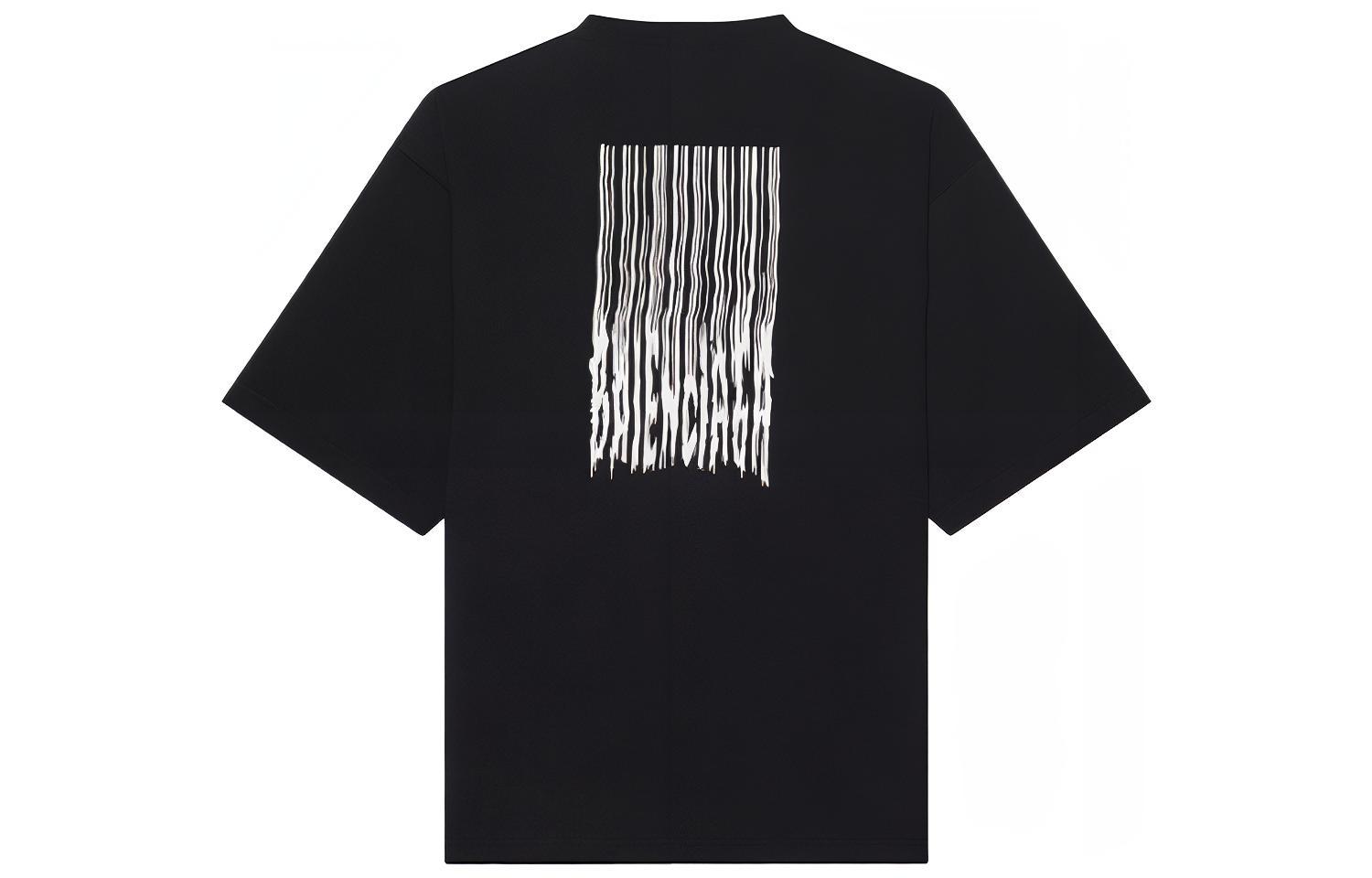 Balenciaga Black Waterfall Print Unisex Crewneck T-Shirt 661715TKVE51070 圖 3
